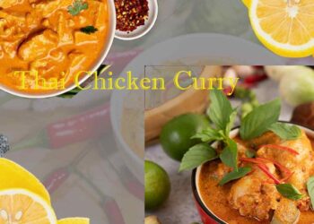 homemade thai curry without coconut milk served with fresh vegetables