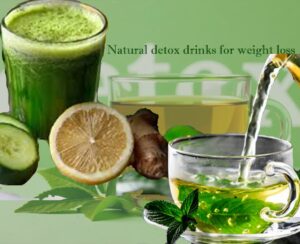 Detox drinks for weight loss made with lemon, ginger, cucumber, and green tea for natural fat burning