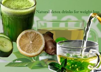 Detox drinks for weight loss made with lemon, ginger, cucumber, and green tea for natural fat burning