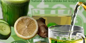 Detox drinks for weight loss made with lemon, ginger, cucumber, and green tea for natural fat burning