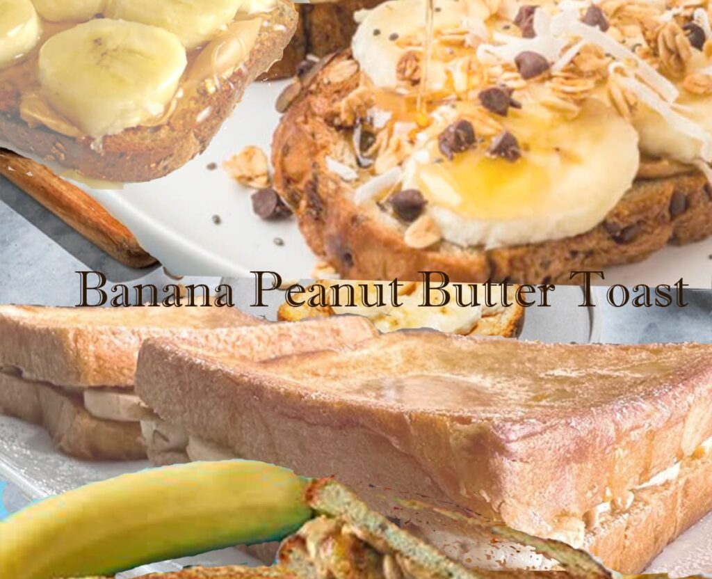 Healthy breakfast ideas for busy mornings (5 minute healthy recipes for busy people) featuring banana peanut butter toast with honey and nuts