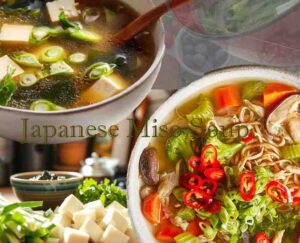 Japanese miso soup with tofu vegetables and clear broth healthy Asian soup for weight loss
