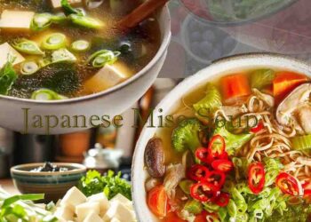 Japanese miso soup with tofu vegetables and clear broth healthy Asian soup for weight loss