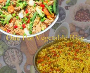 Easy vegetable rice one pot dinner recipes for beginners with mixed vegetables cooked in a single pot