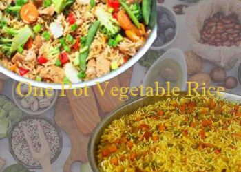 Easy vegetable rice one pot dinner recipes for beginners with mixed vegetables cooked in a single pot