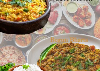 Healthy Bangladeshi Recipes featuring vegetable khichuri and begun bharta traditional nutritious meals for busy people and beginners